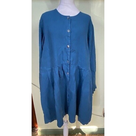 Bryn Walker Dresses & Skirts - Bryn Walker Sz M Blue Linen Tunic Dress Minimalistic Coastal Bohemian Oversized